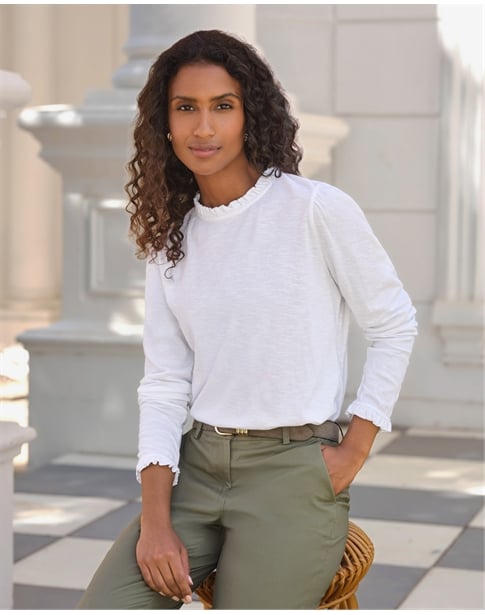 Ruffle Neck Jersey Top