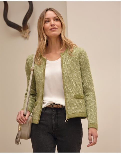 Cotton Wool Tweedy Zip Jacket