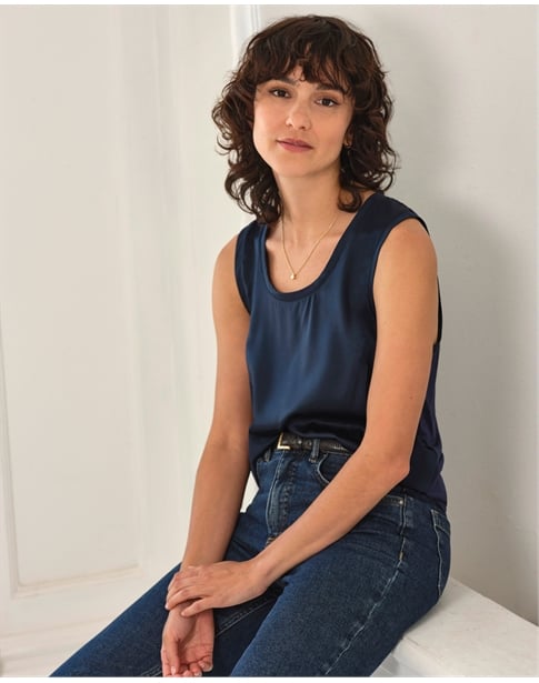 Silk Front Jersey Vest