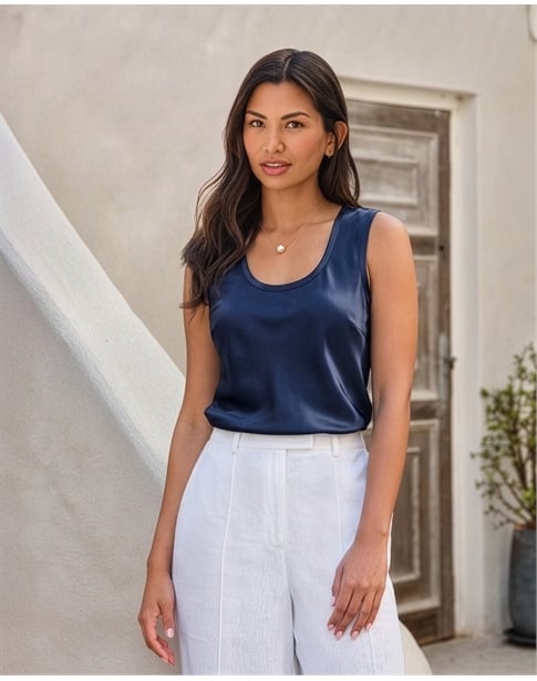 Silk Front Jersey Vest