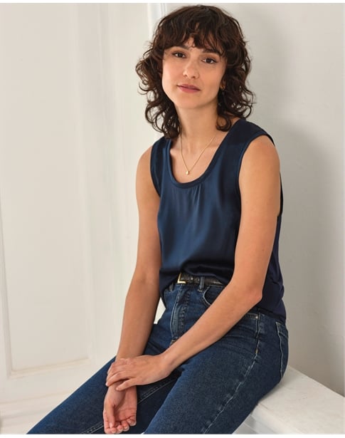 Silk Front Jersey Vest