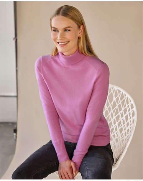 Womens Cashmere Polo Neck Sweater