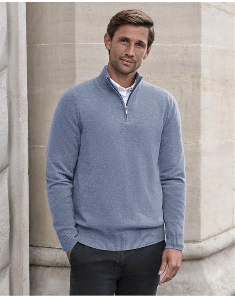 Mens Cashmere Zip Neck Sweater