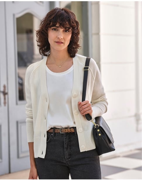 Relaxed Cashmere V Neck Cardigan