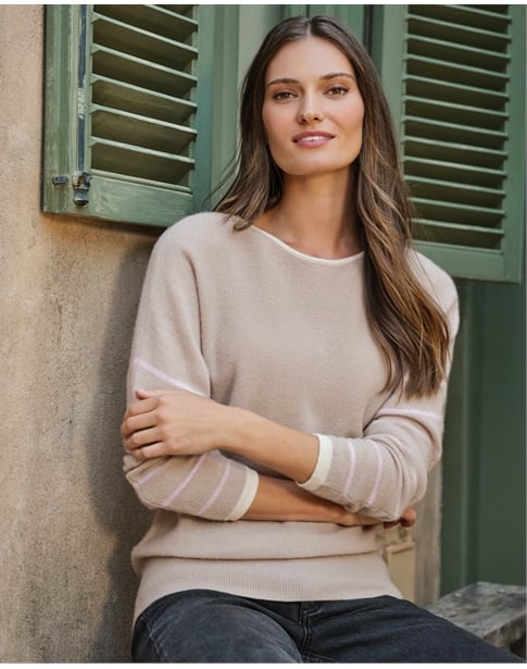 Gassato Cashmere Stripe Sleeve Sweater