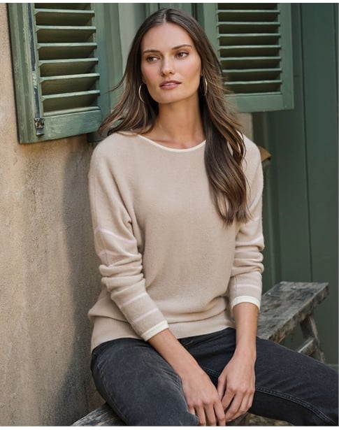 Gassato Cashmere Stripe Sleeve Sweater