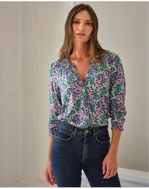 Shirred Jersey Blouse