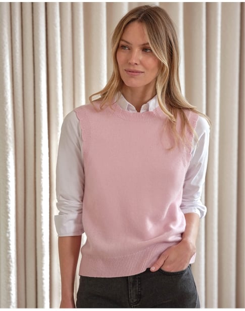 Wool Cashmere Scalloped Tank