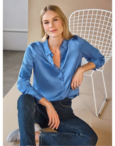 Sand Washed Pure Silk Satin Blouse