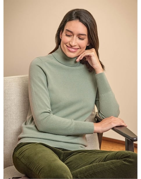 Womens Cashmere Polo Neck Sweater