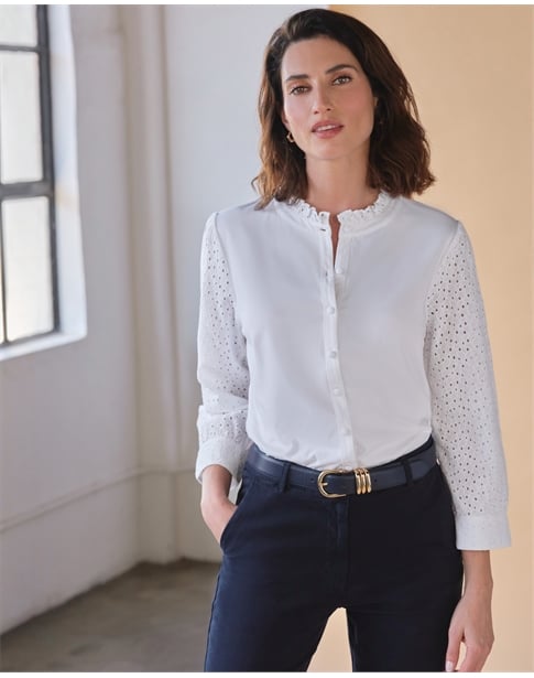 Broderie Sleeve Jersey Shirt