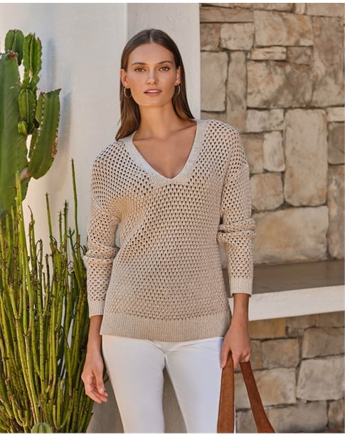 Cotton V Neck Sweater