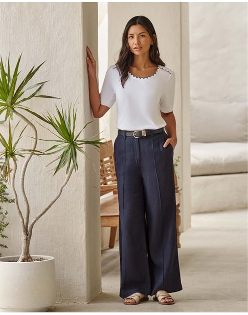 Pure Linen Wide Leg Trouser