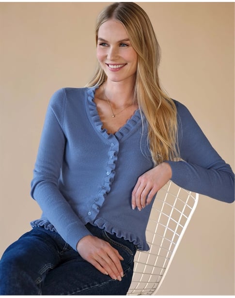 Cashmere Ruffle Cardigan