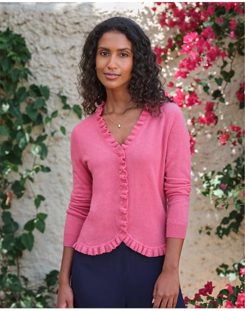 Cashmere Ruffle Cardigan