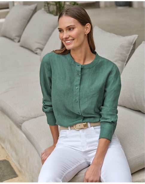 Linen Shirt Collarless