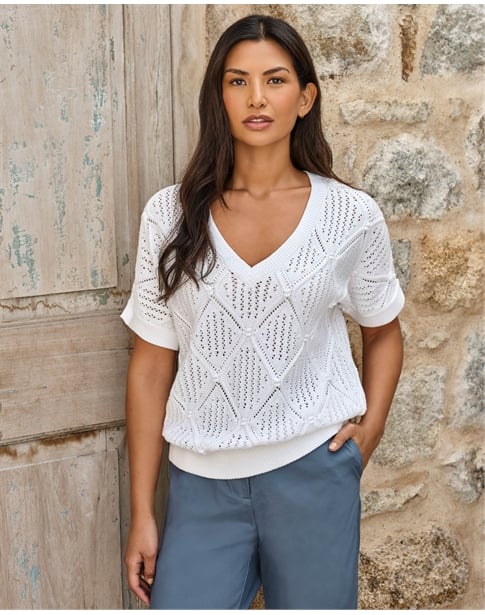 Cotton Short Sleeve Texture Top