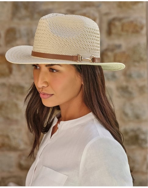 Leather Trimmed Classic Straw Hat