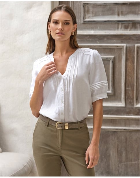 Linen Pintuck Blouse