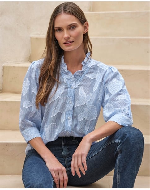 Floral Textured Half Sleeve Blouse