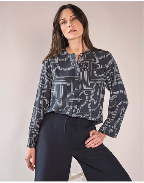 Silk Collarless Shirt
