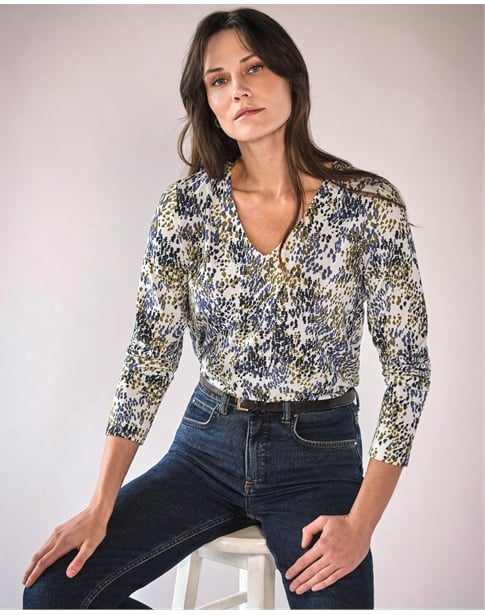 Super Soft Panel V Neck Jersey Top