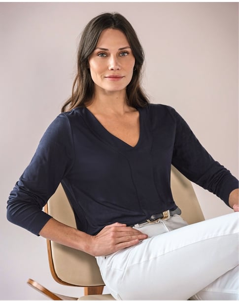 Super Soft Panel V Neck Jersey Top