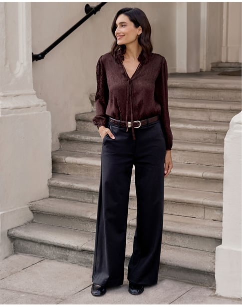 Tailored Compact Stretch Slim Wide Trouser