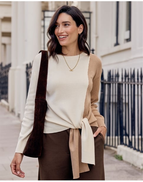 Wool Cotton Tie Sweater