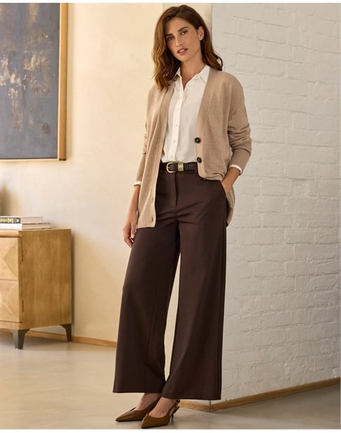 Tailored Compact Stretch Slim Wide Trouser