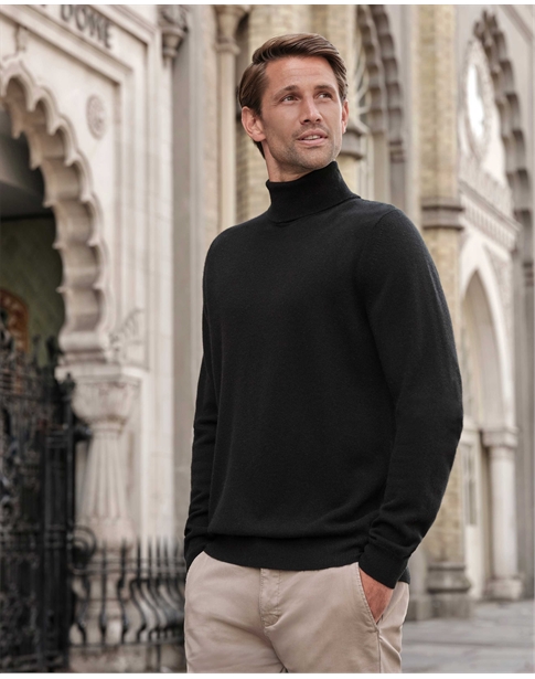 Mens Cashmere Roll Neck Sweater