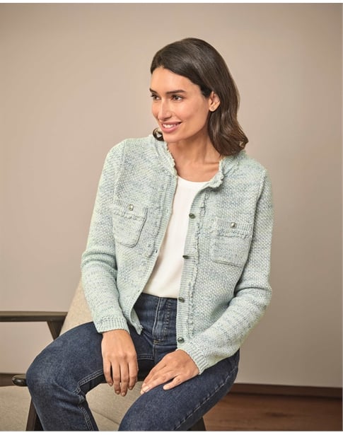 Wool Blend Tweedy Fringe Jacket