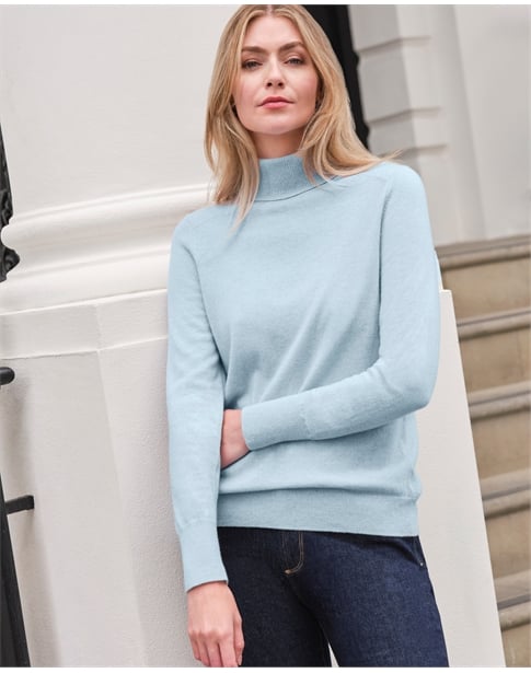 Womens Cashmere Polo Neck Sweater