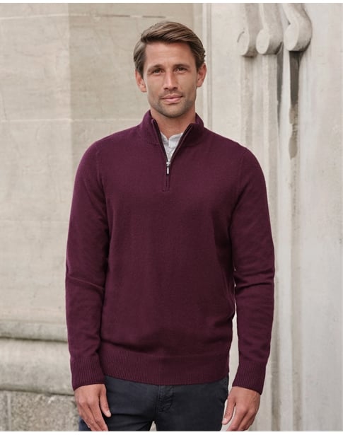 Mens Cashmere Zip Neck Sweater