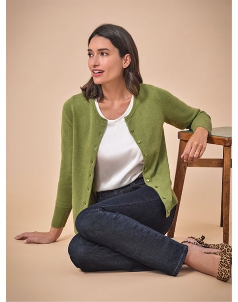 Cashmere Crew Neck Cardigan