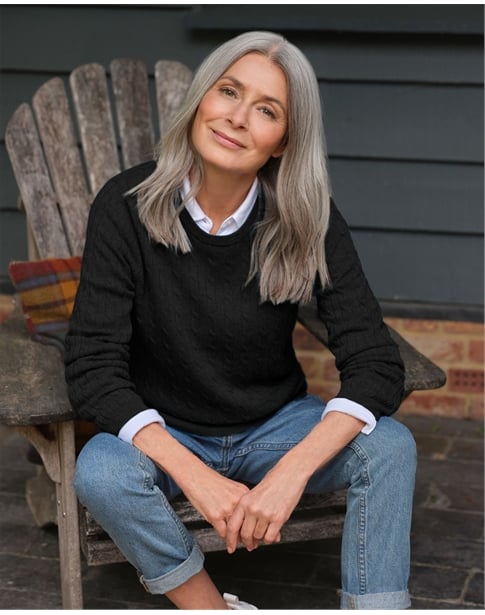 Cashmere Merino Cable Crew Neck Jumper