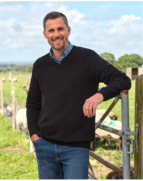 Mens Lambswool V Neck Jumper