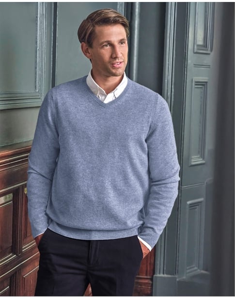 Mens Cashmere V Sweater