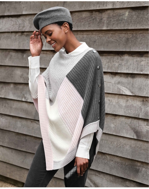 Color Blocked Poncho