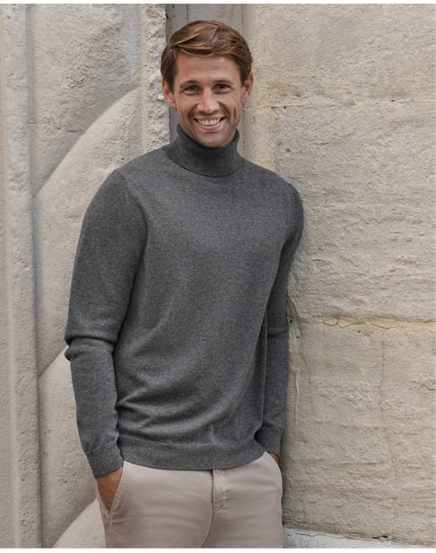 Mens Cashmere Roll Neck Sweater