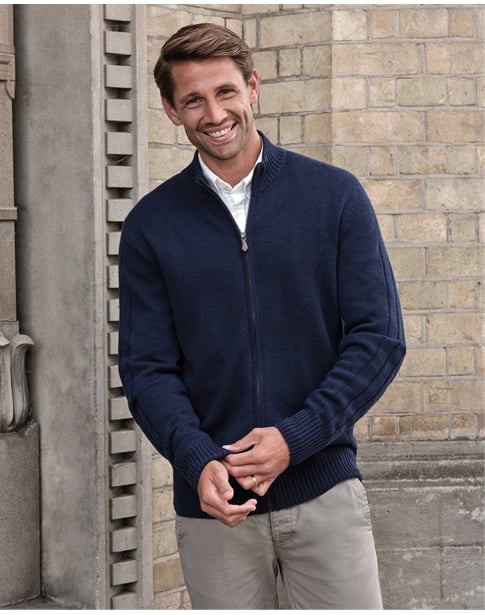 Wool Cashmere Ribbed Zip Through