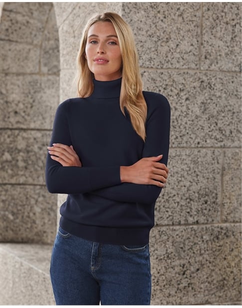 Womens Cashmere Polo Neck Sweater