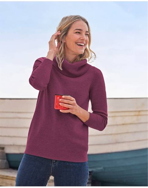 Cashmere And Merino Long Sleeve Cowl Neck Sweater