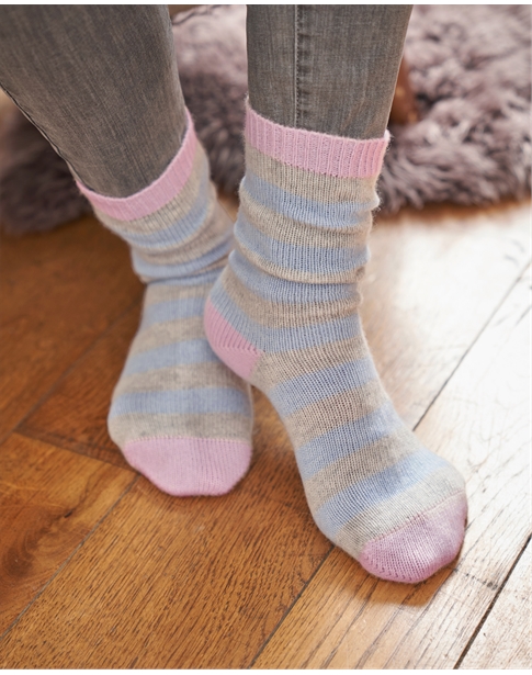 Cashmere Striped Bed Socks