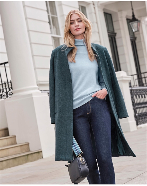 Funnel neck wool coat best sale