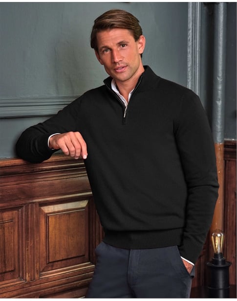 Mens Cashmere Zip Neck Sweater