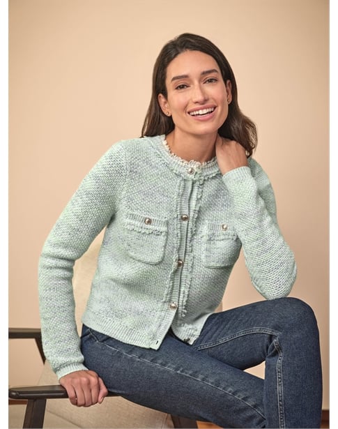 Wool Blend Tweedy Fringe Jacket