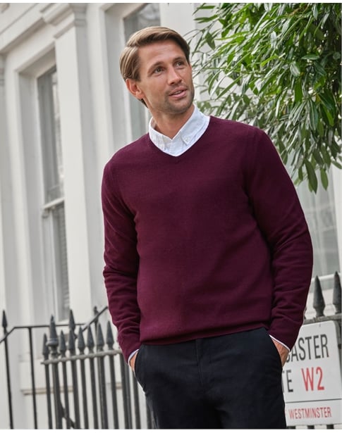 Mens Cashmere V Sweater