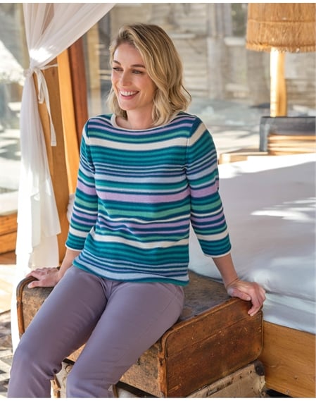 Multi Stripe Cotton Sweater