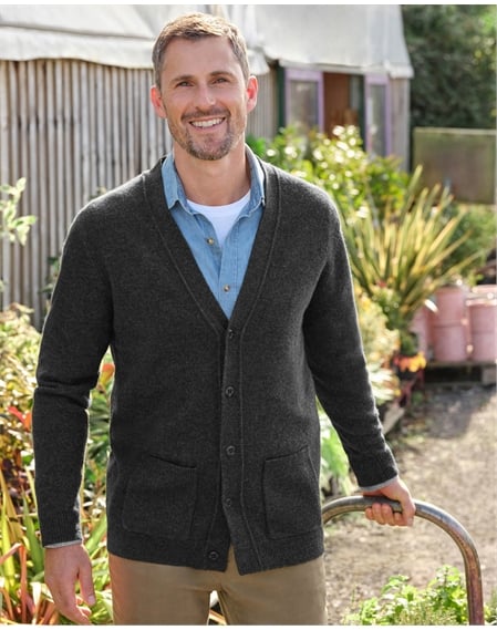 Mens Lambswool V Neck Cardigan